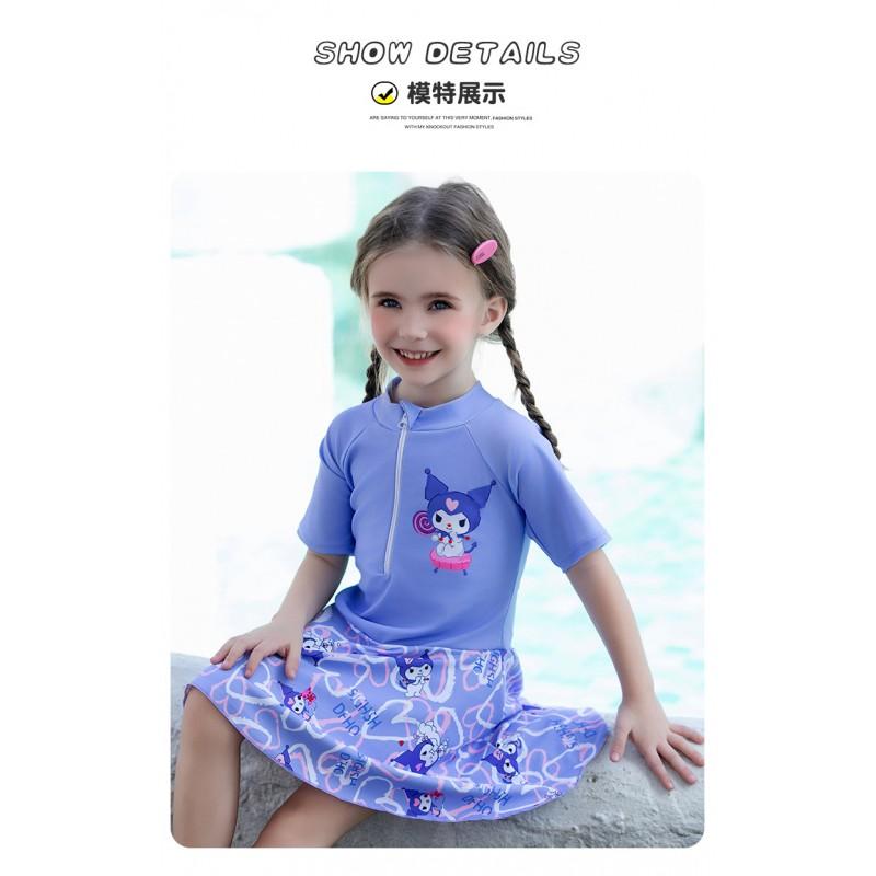 Girls Swimsuit Set With Sun Protection Cover-Up Skirt Pool Beach Swimming