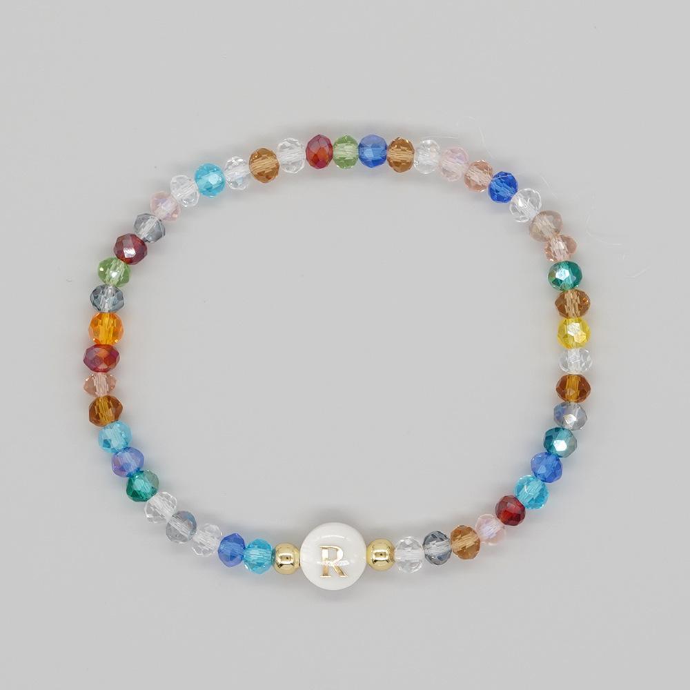 Colorful 26-Letter Crystal Beaded Bracelet: Fashionable, Unique Design, Versatile Accessory.