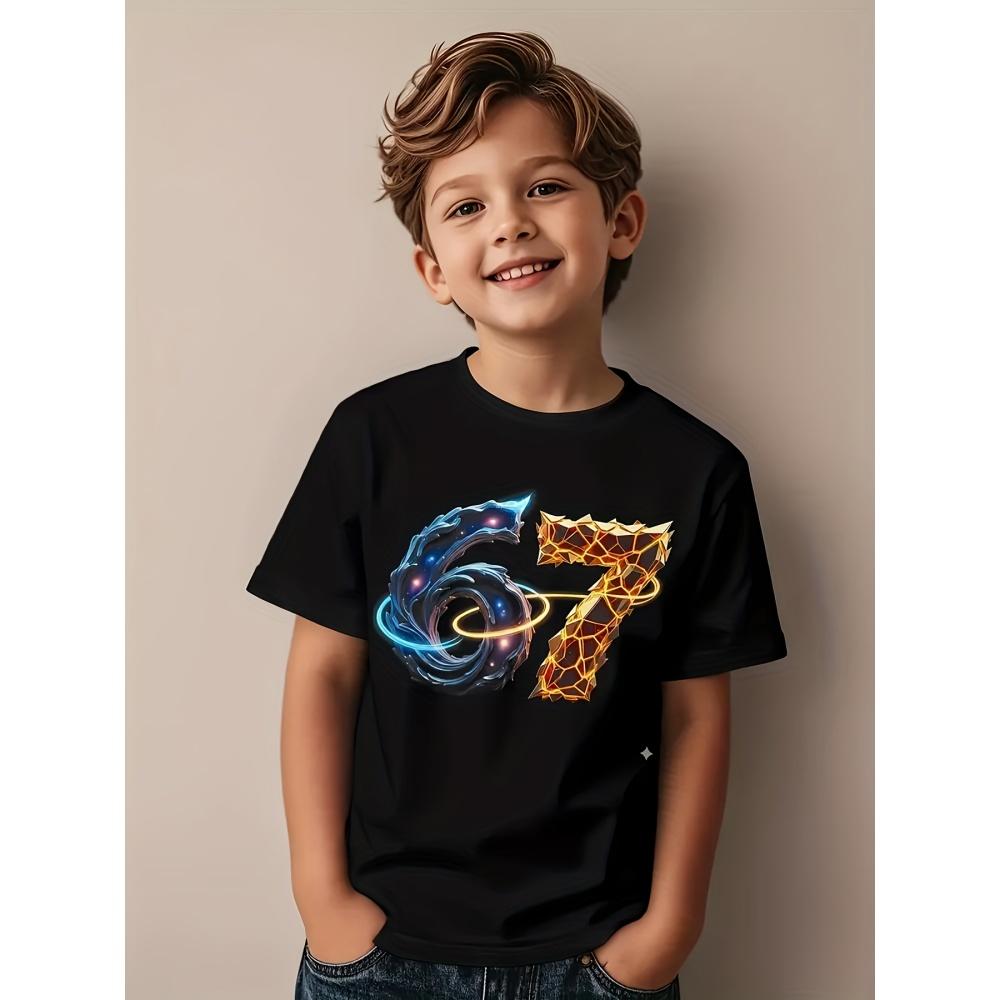 Six Seven Math Jokes Printed Fun Leisure Round Neck Summer Comfortable Children's T-shirt