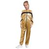 Mädchen Tanzjacke Mode Kontrastfarbe Langarm Stehkragen Metallischer Reißverschluss mit glänzendem Hosen-Set