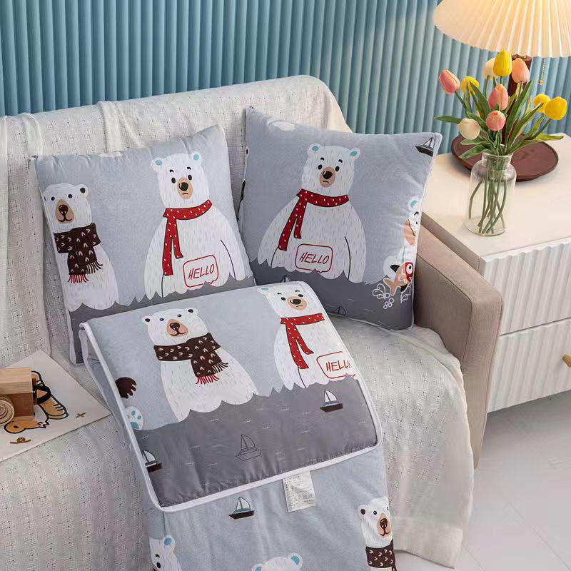 Foldable Multifunctional Nap Cushion: Pillow & Blanket for Car & Office