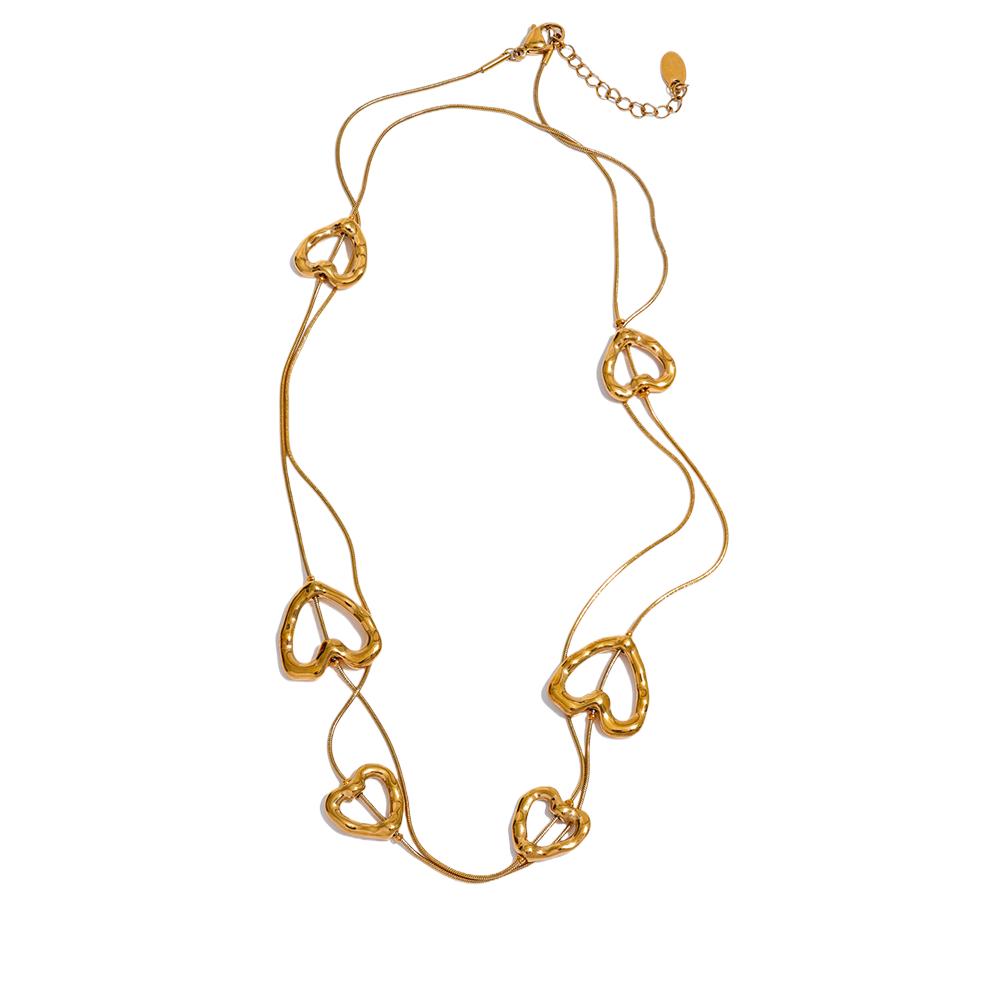 

Yhpup 85cm New Stainless Steel Heart Love Long Temperament Chest Chain Necklace Waterproof Fashion Jewelry Women Gala Gift