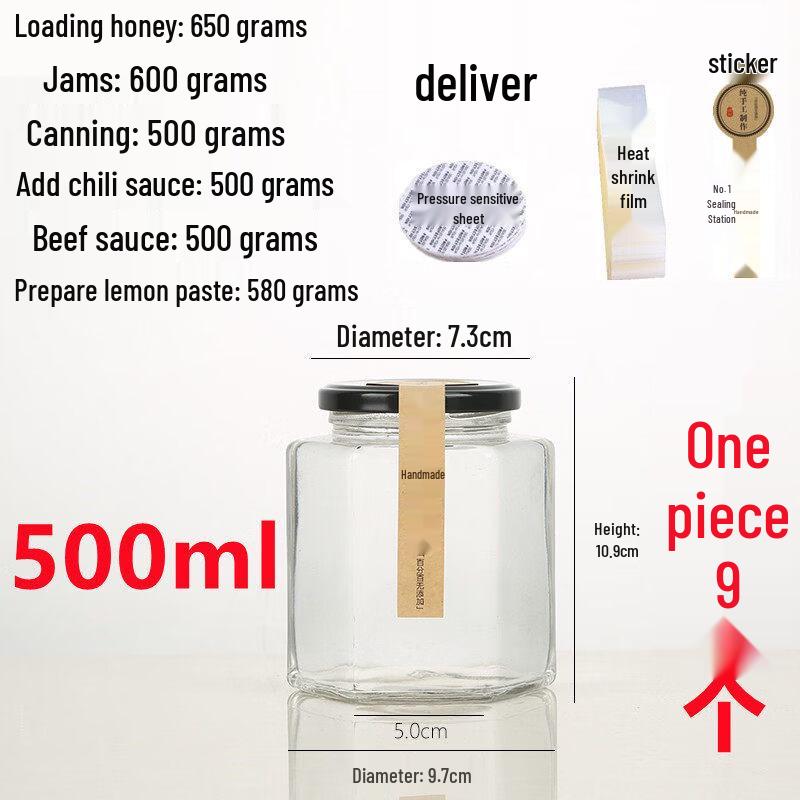 ZISIZ Hexagonal Glass Honey Jar