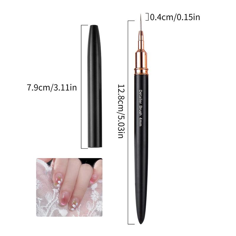 Πινέλο Γραμμής Νυχιών DIY Σχεδίασης Ζωγραφικής Λουλουδιών Γραμμών Ριγών 4mm-25mm Μεταλλική Λαβή Πινέλο Nail Art Με Κάλυμμα Πινέλα Νυχιών
