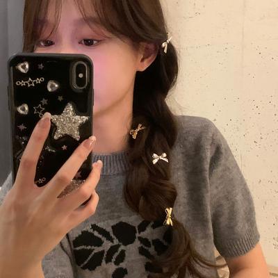 Bow Hairpin Sweet Cool Girl Broken Hair Bangs Side Duck Bill Clip Sweet Small Fresh Versatile Hair Accessories Woman