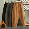 Winter Warme Clip Baumwolle Verdickt Retro Daunen Baumwollhose Damen Oberbekleidung Elastische Taille Locker Bequeme Hose