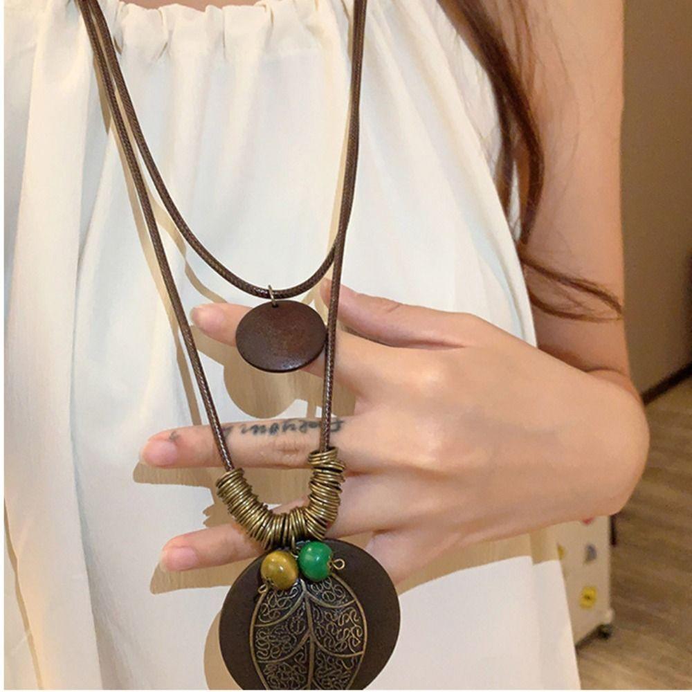 Geometric Shape Long Sweater Chain Tassel Bohemian Style Necklace  Gift