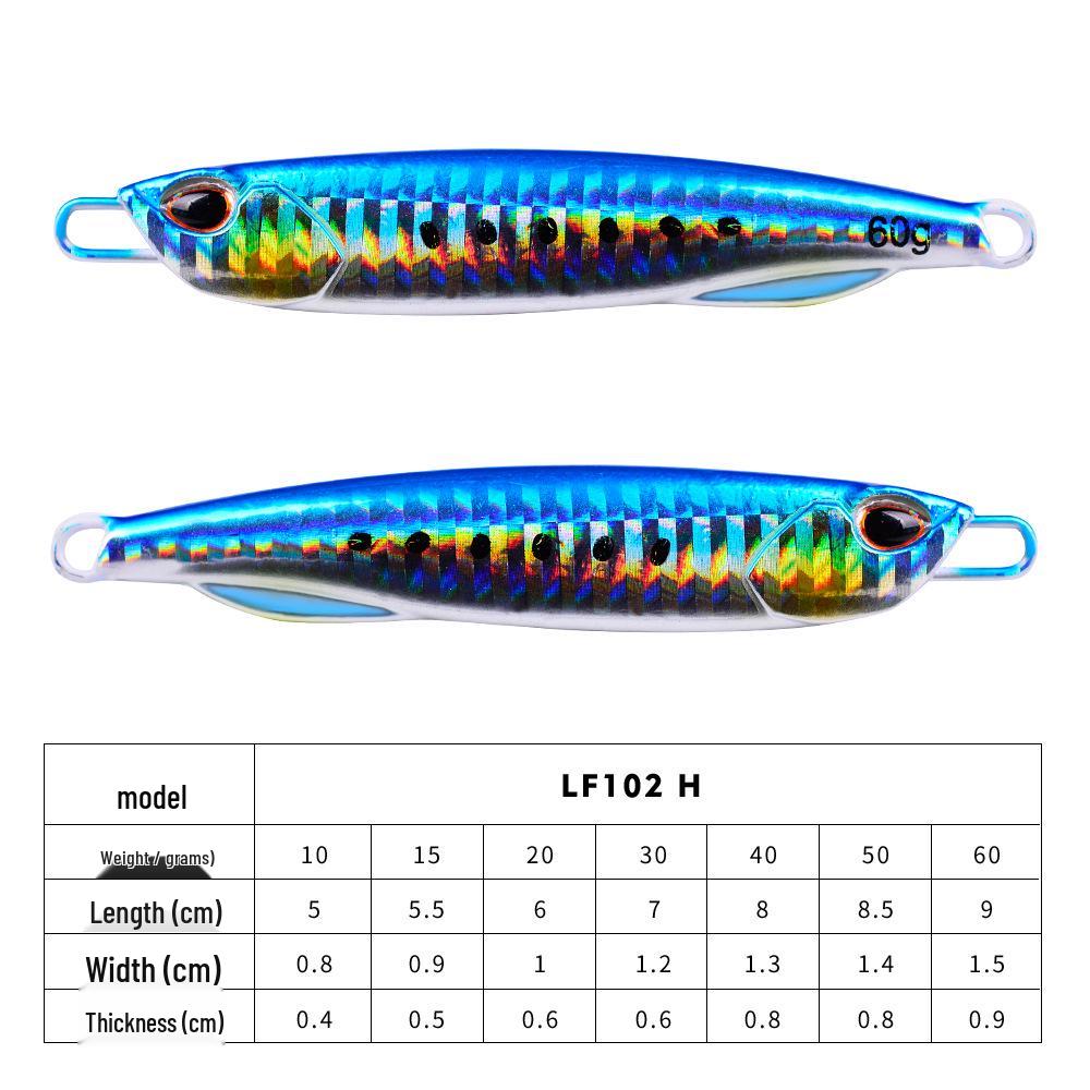 

Luminous Slow Jigging Metal Lure with Treble Hooks – Realistic Long Cast Fish Lead Iron Plate in Stock 10g