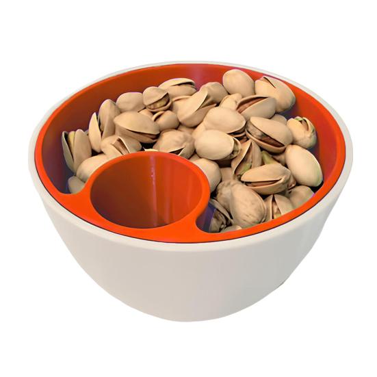 3D Printed Nut Seeds Bowl Snack Storage Container Double Dish with Shell Compartment Pistachios Cherries Fruits Candy Serving Bowl