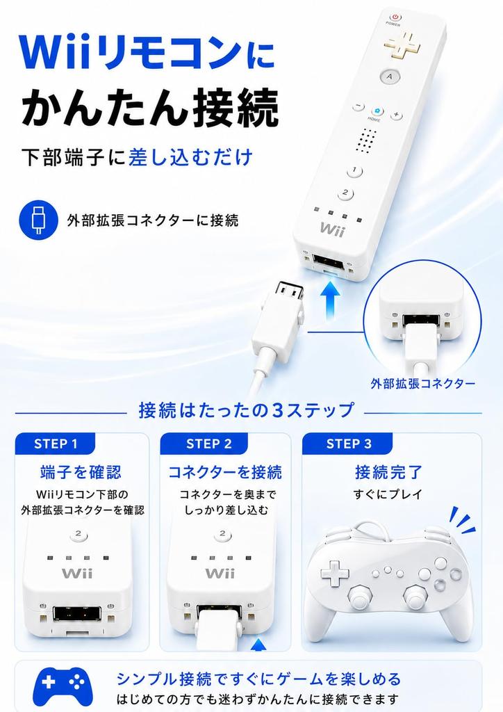 Wii Games More Classic Controller PRO Compatible with Super Famicom Wired Vibration Plug and [Enjoy Comfortably] Mini, Connection, Function, Play.