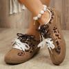 Fashion Fashion Leopard Mix Color Lace Up Sneakers Women 2025 Autumn Round Toe Soft Sole Casual Shoes Non Slip Soft Sole Shoes Size 43