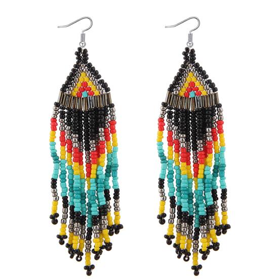 Bohemian Women Party Multicolor Beads Drop Dangle Statement Earrings Jewelry