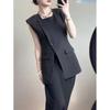 Women's Summer Slim-Fit Blazer Vest Solid Color Elegant Asymmetric Commuter Top
