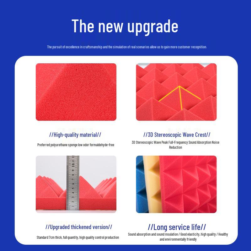 Pyramid Sound Insulation & Absorption Cotton: Strong Noise Reduction for Bedrooms, KTV, and Home - Self-Adhesive.