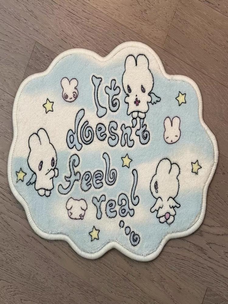 

VIKAMA Cute Angel Rabbit Imitation Cashmere Carpet Decoration Living Room Floor Mat Mirror Front Blanket Doormat Rug For Bedroom 40X60CM (1.3X2FT