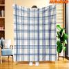 A 2D Flat Printed Blanket with a Comfortable Blue And White Checkered Texture Pattern, New Arrival for Spring And Summer. Suitable for All Seasons, Pe