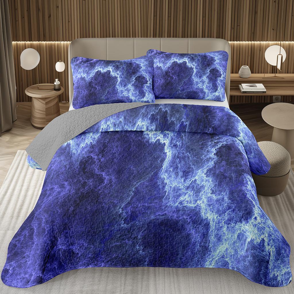 Marble Bedspread Set Soft Lightweight Stone Print Coverlet Bed Spreads, Farmhouse Modern Thin Quilted Bedding Sets for Women Men