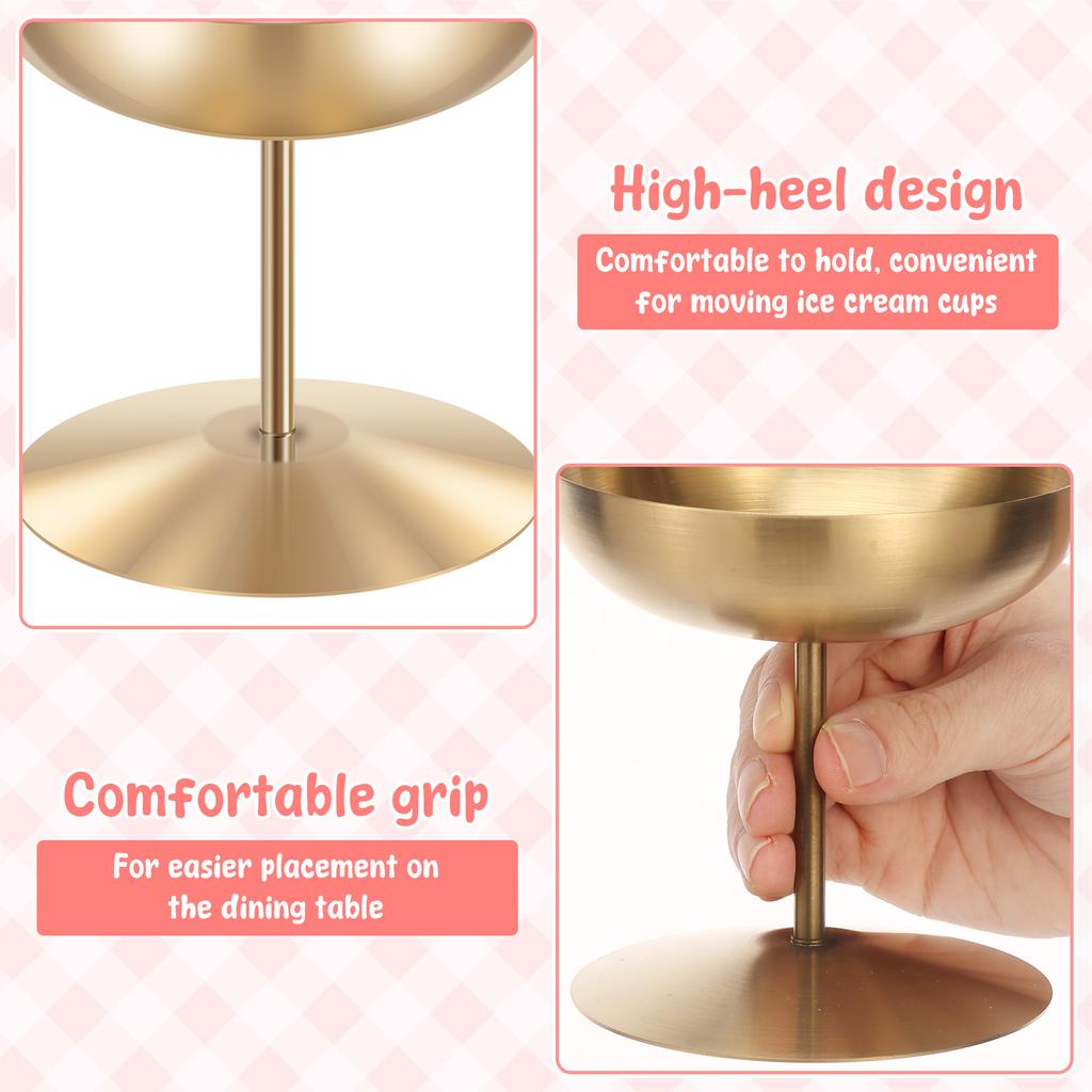 2 Stück Edelstahl Runde Fußschalen Eisbecher Rostbeständig Dessert Salat Kelchglas Party Servierschale für Geburtstag Hochzeit