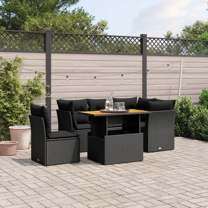 VidaXL Salon de Jardin avec Coussins 5 pcs, Canapés de Terrasse, Ensemble de Meubles de Patio, Mobilier d'Extérieur, Noir 3270831