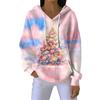 Women's Loose Comfortable Casual Fashion V-Neck Christmas Print Long Sleeve Hoodie