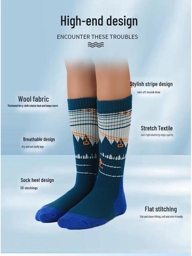 Children's Full Terry Ski & Hiking Socks - Women's Mid-Calf Warm Merino Wool