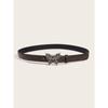 Stylish Retro Butterfly Women's Belt Crafted From Smooth Pu Material In Black And Coffee