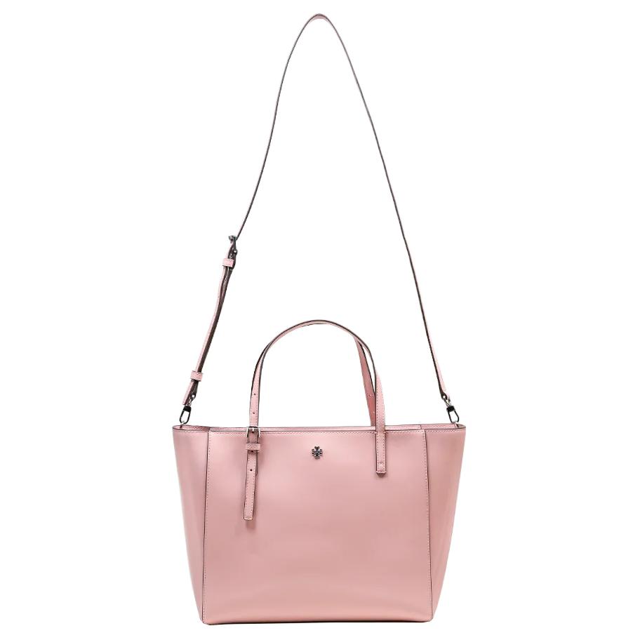 Tory Burch Emerson Metallic Logo Patent Leather Tote Bag Crossbody Handbag Women Bags Light-Pink 139310-667