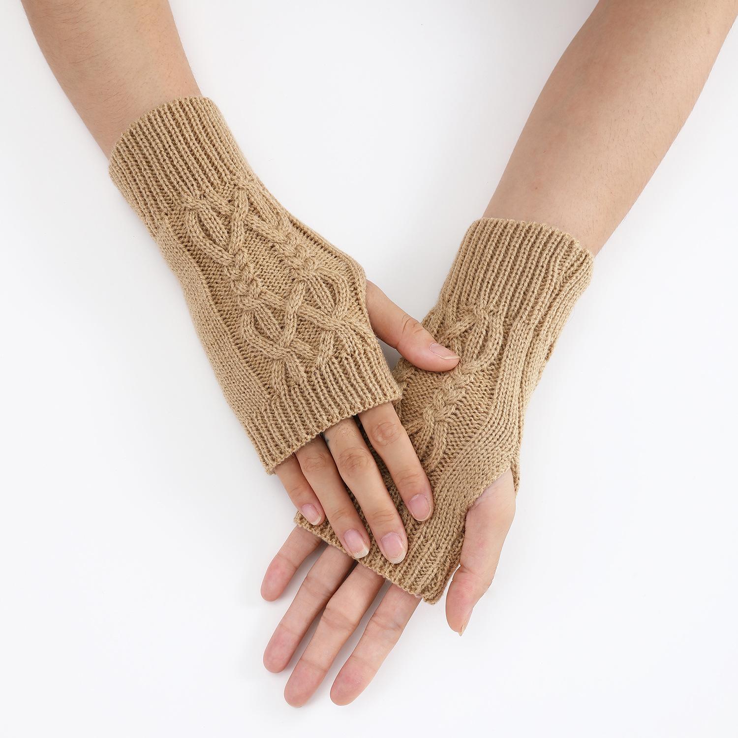 

Теплые женские длинные перчатки без пальцев, осенне-зимние варежки, шерстяные вязаные теплые перчатки с запястьем, тонкие повседневные мягкие перчатки без пальцев хаки