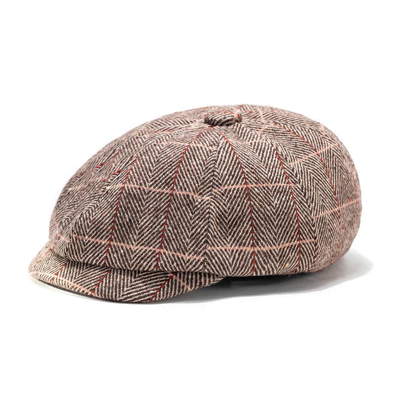 Bavlněný baret Pánská malířská čepice Newsboy čepice Klobouk Rybí kost Osmihranný klobouk