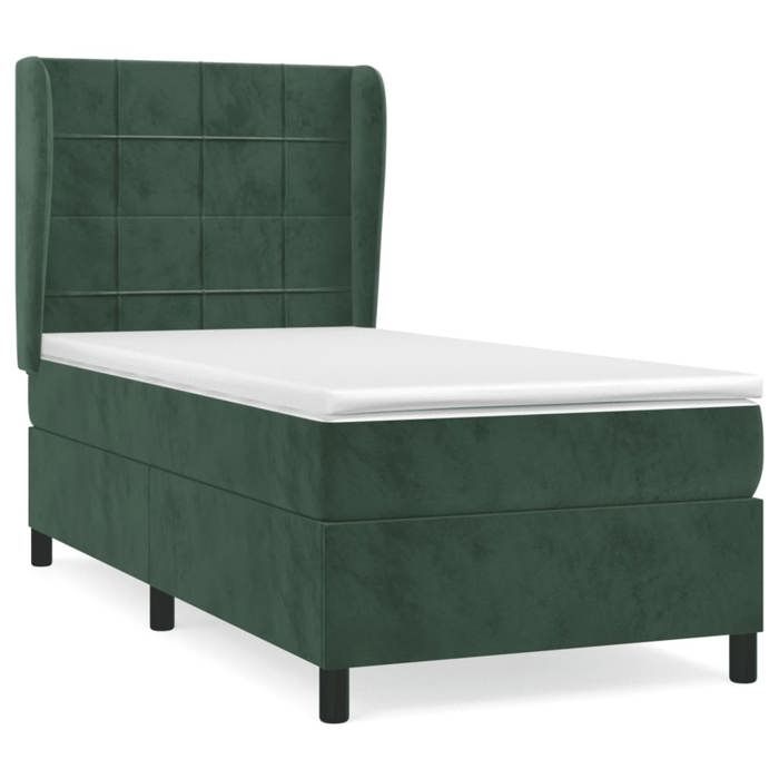 3129198 vidaXL Divan Bed with Mattress Dark Green 100x200 Cm