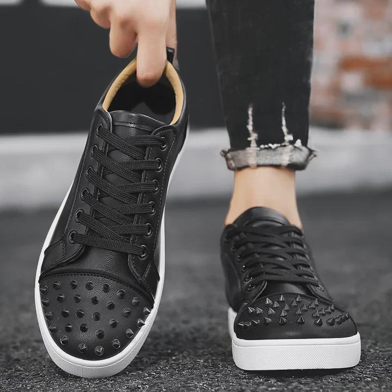 Men's 2025 Spring Trend Rivet Sneakers - Stylish, Niche, Low-Top Design.
