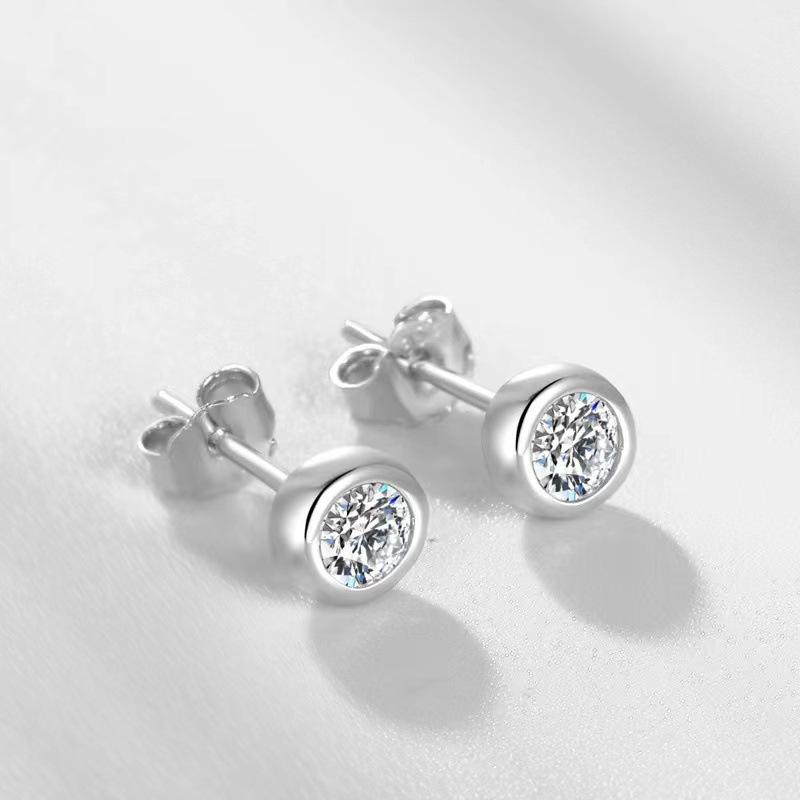 Douyin Popular Round Zircon Stud Earrings Bubble Shape Earrings Men's and Women's Earrings Fashion Versatile Temperament Ear Jewelry