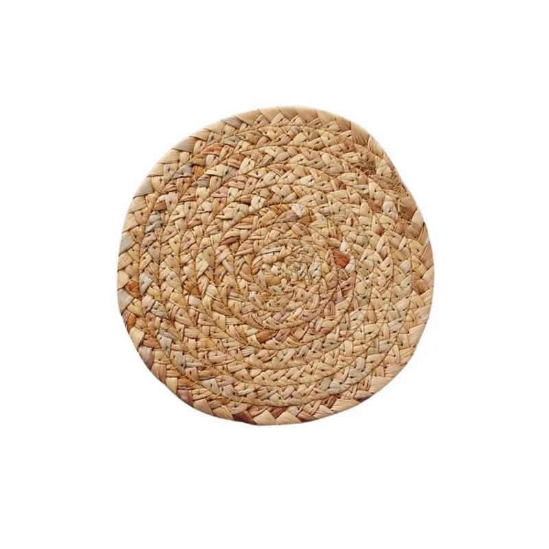 

Круглые тканые салфетки для обеденного стола, плетеная соломенная салфетка из водяного гиацинта, термостойкие нескользящие тканые салфетки ручной работы 11cm