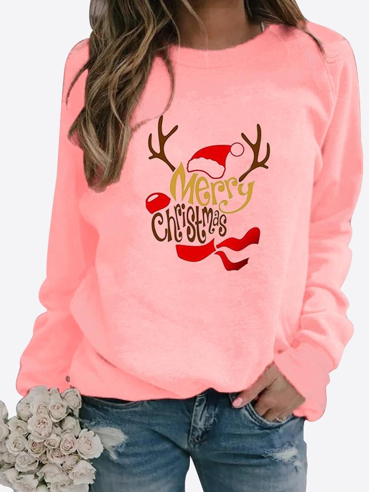 Women Winter Long Sleeved Casual Round Neck Black Cats Printed Loose Sweatshirt Tops & Blouses Plus Size T-shirts