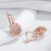 Rose Gold Color Creative Crystal Flower Drop Earrings For Women Fashion Natural Zircon Accessories Vintage Jewelry