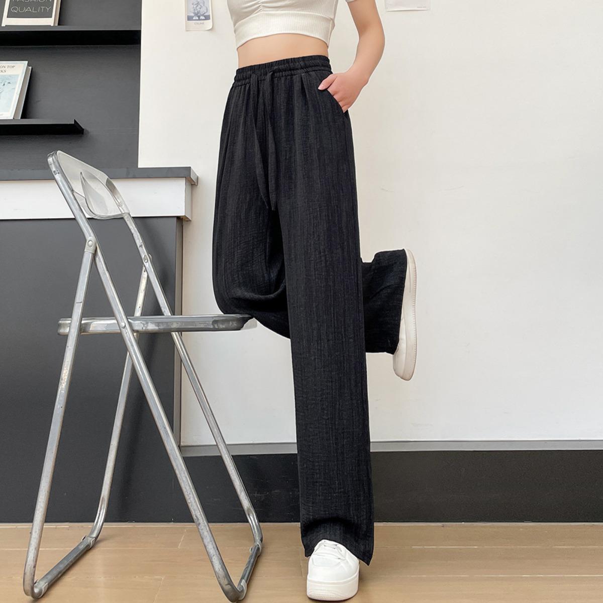 

Ladies Elegant Tie Dye Loose Pants with Elastic Waistband and Drawstring - Lightweight Geometric Patterned Pants, Loose Pants M чорний