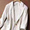 Chic Linen Blend Lady Summer Thin Brathable Elegant Casual Lady Suit Korean Fashion Luxury Jacket Female Suit Coat