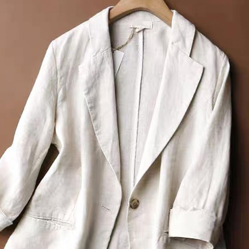 Chic Linen Blend Lady Summer Thin Brathable Elegant Casual Lady Suit Korean Fashion Luxury Jacket Female Suit Coat