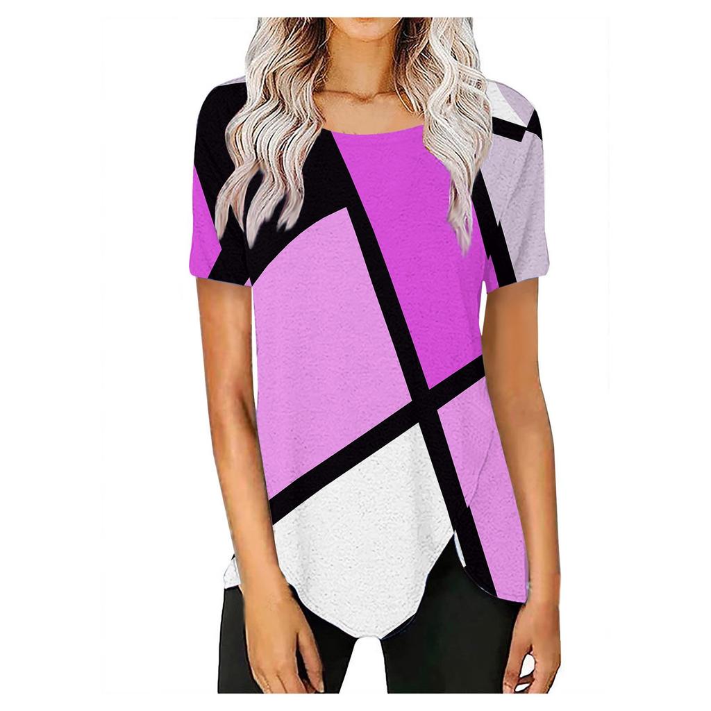 Damenmode, lässig, Temperament, Rundhalsausschnitt, lockeres bedrucktes Kurzarm-T-Shirt-Oberteil