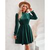 Samtkleid für Damen Winter Casual Hoher Hals Samt Einfarbig Schlanke Taille Kleid Herbst Winter Promi Partykleider