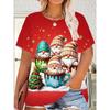 Women's Christmas T-Shirt Holiday Top Tee Round Neck Shirt Festive Wear Cheerful Print Short Sleeve T-Shirt
