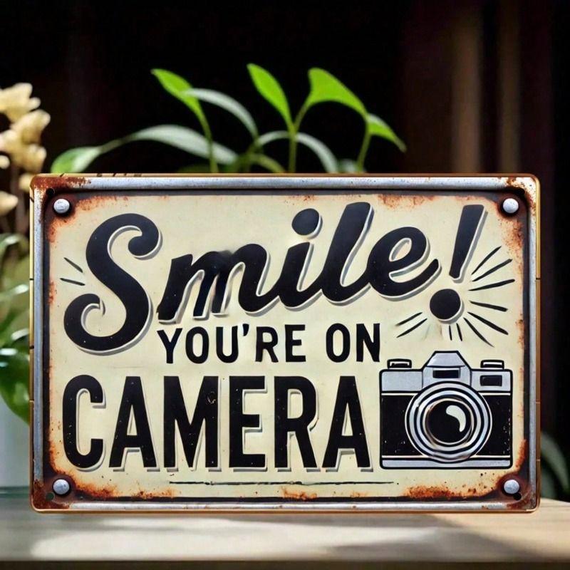 Vintage Metal Sign Smile You Are In Frame 20x30cm Home Office Decor
