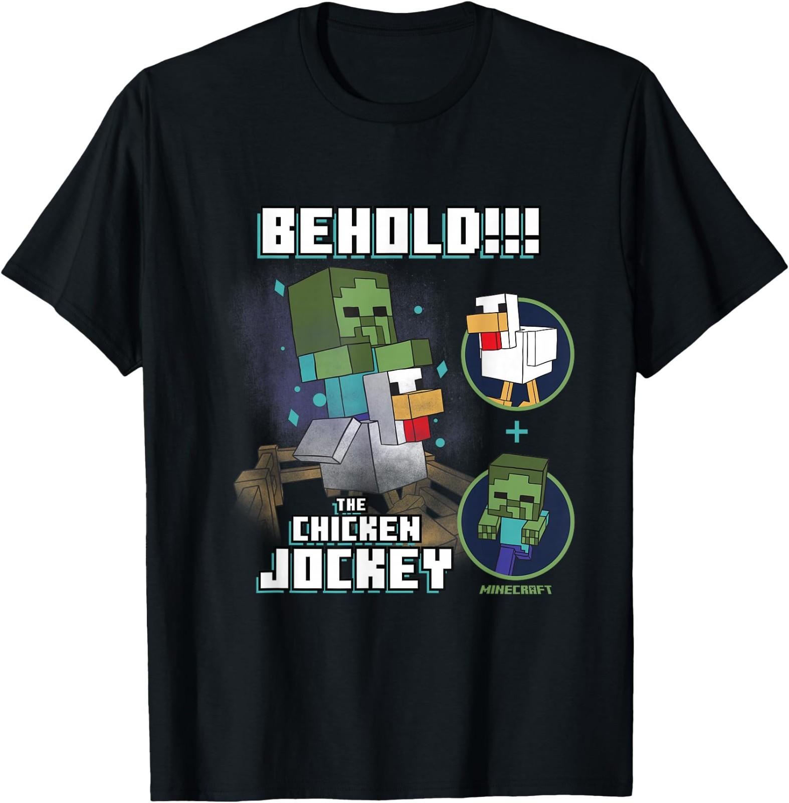 Minecraft Behold The Chicken Jockey Zombie on Chicken Design T-Shirt S
