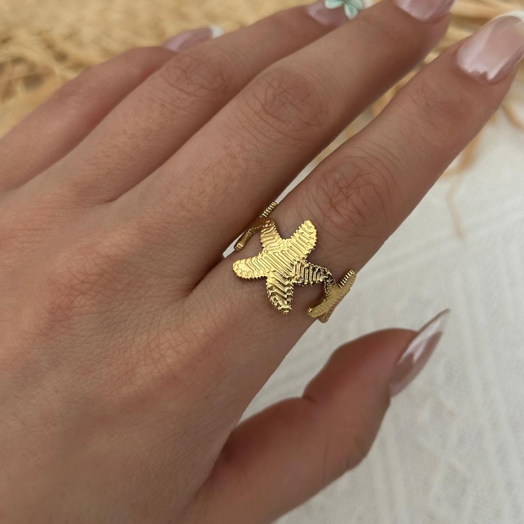 Vintage Stainless Steel Starfish Leaf Daisy Flower Wide Finger Rings For Women Men Punk Bone Honeycomb Irregular Ring Jewelry