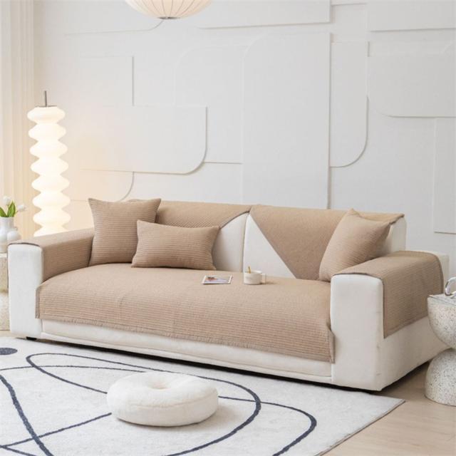 

Nordic Pure Cotton Sofa Covers Anti Slip Sofa Cushion Cover Armchair Towel Furniture Protection Solid 70x70cm 1PC