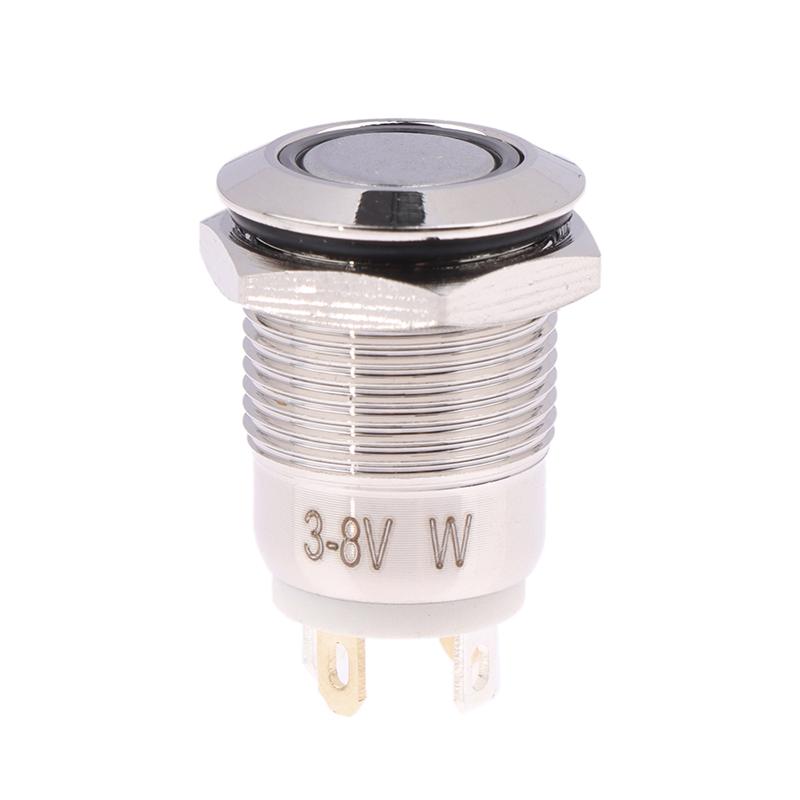 12 mm vanntett metall trykknappbryter LED-lys momentan låsing bil motor strømbryter metall låsende trykknappbryter