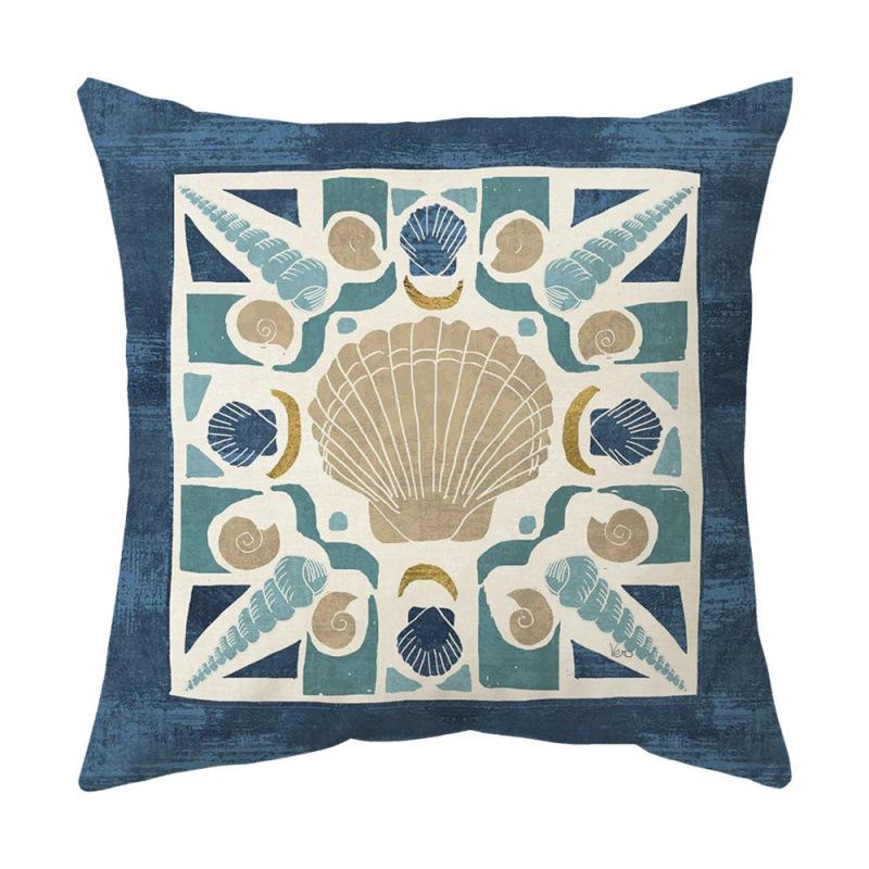 Blue Theme Simple Pattern Printed Pillow Cover Home Decor Geometric Mandala Sofa Cushion