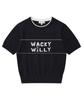 Wacky Willy Women'S Typographic Color Block Short Sleeve Knit Navy