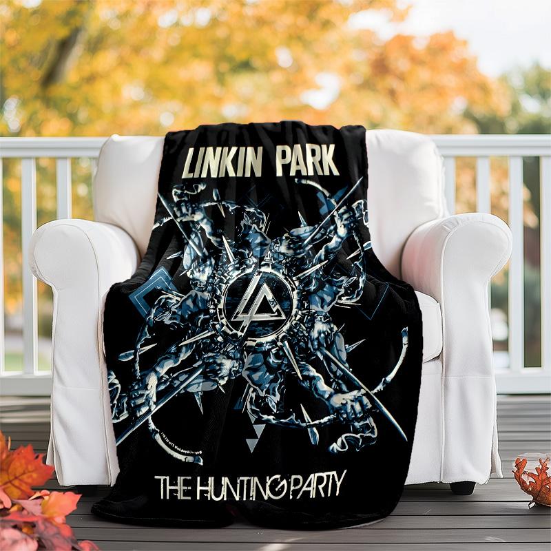 1pc Linkin Park1 Theme Blanket - Digital Print, Polyester, Cozy for All Seasons, Perfect for Outdoor, Camping, and Travel