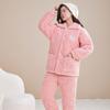 Pajamas women's three-layer thickened and cute winter can wear large-size warm padded loungewear